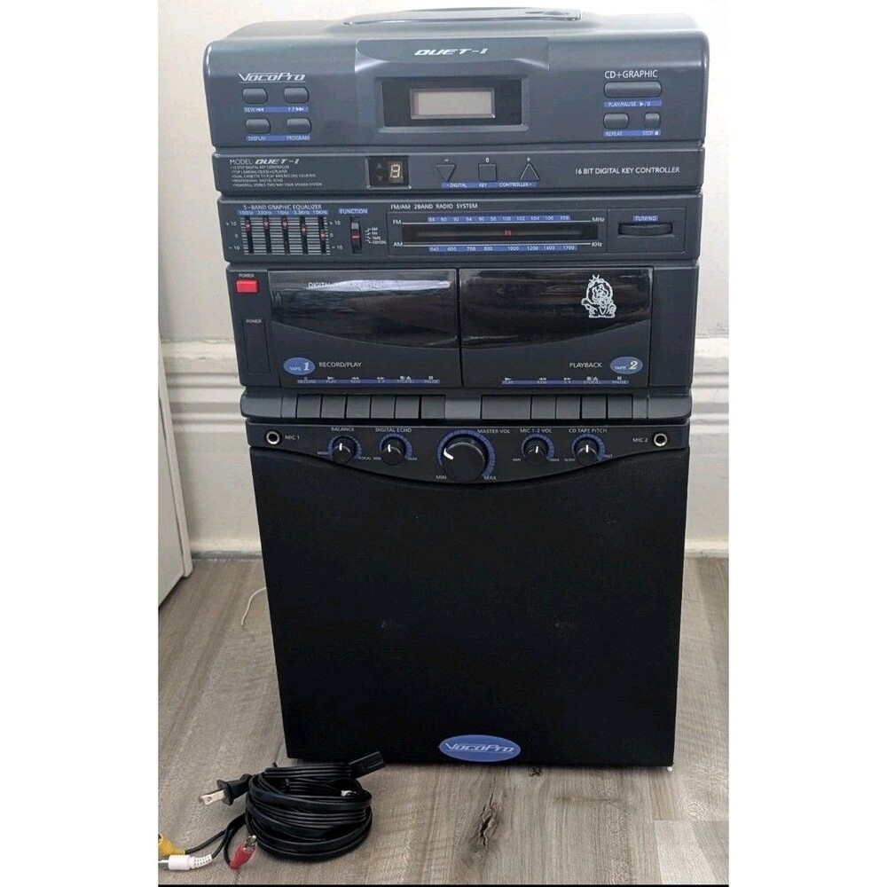 VocoPro Duet-II CD+G Karaoke System Dual Cassette Player VP-890G Unit Only Works